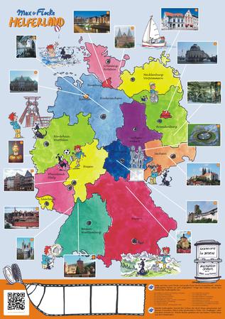Du siehst eine Deutschlandkarte mit den einzelnen Bundesländern und Kulturgütern. (verweist auf: Deutschlandkarte mit ausgewählten Kulturgütern)